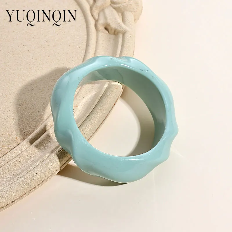Trendy Colorful Simple Twist Bangles for Women Resin Geometric Thick Wide Chunky Bracelet Bangle Charms Korean Fashion Jewelry