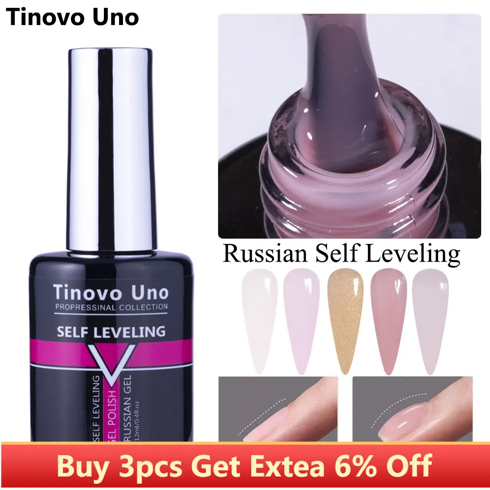 Tinovo Uno Russischer selbstnivellierender Gel-Nagellack, Gelee, Rosa, semi-permanent, Vernis, UV-Manciure-Farblack, Gellak für Nägel, Kunst