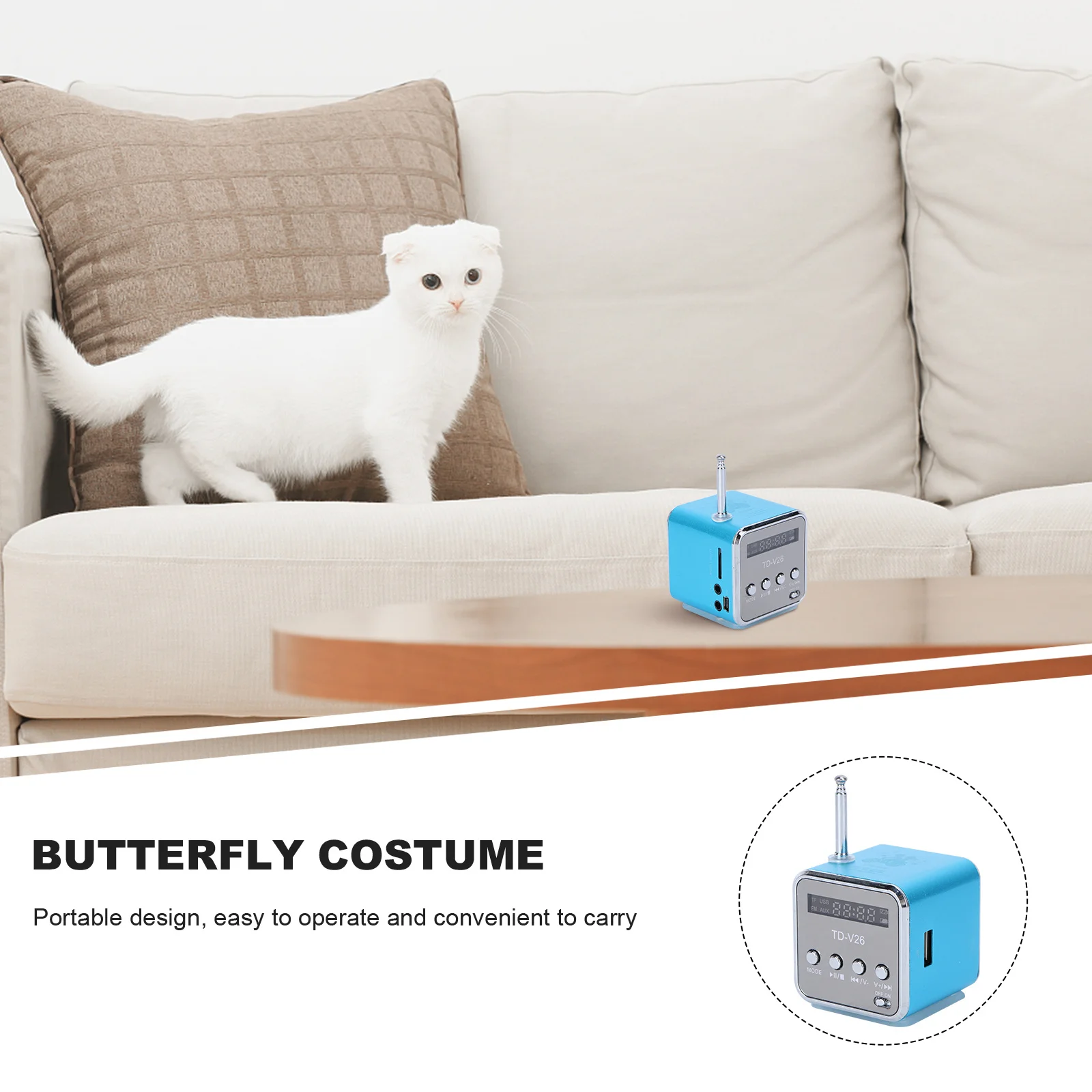 

Mini Digital Portable Blue Speaker Micro USB Disk Mp3 Mp4 Radio LED Display LED Flash Light