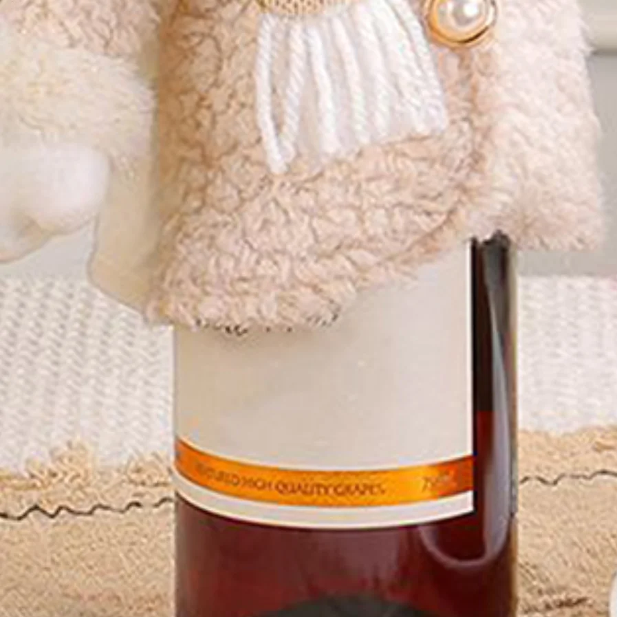 Santa Claus Doll Wine Bottle Cover Christmas Snowman Deer Doll Design Wine Bottle Cover Beer Bottle Topper Cover Decoration