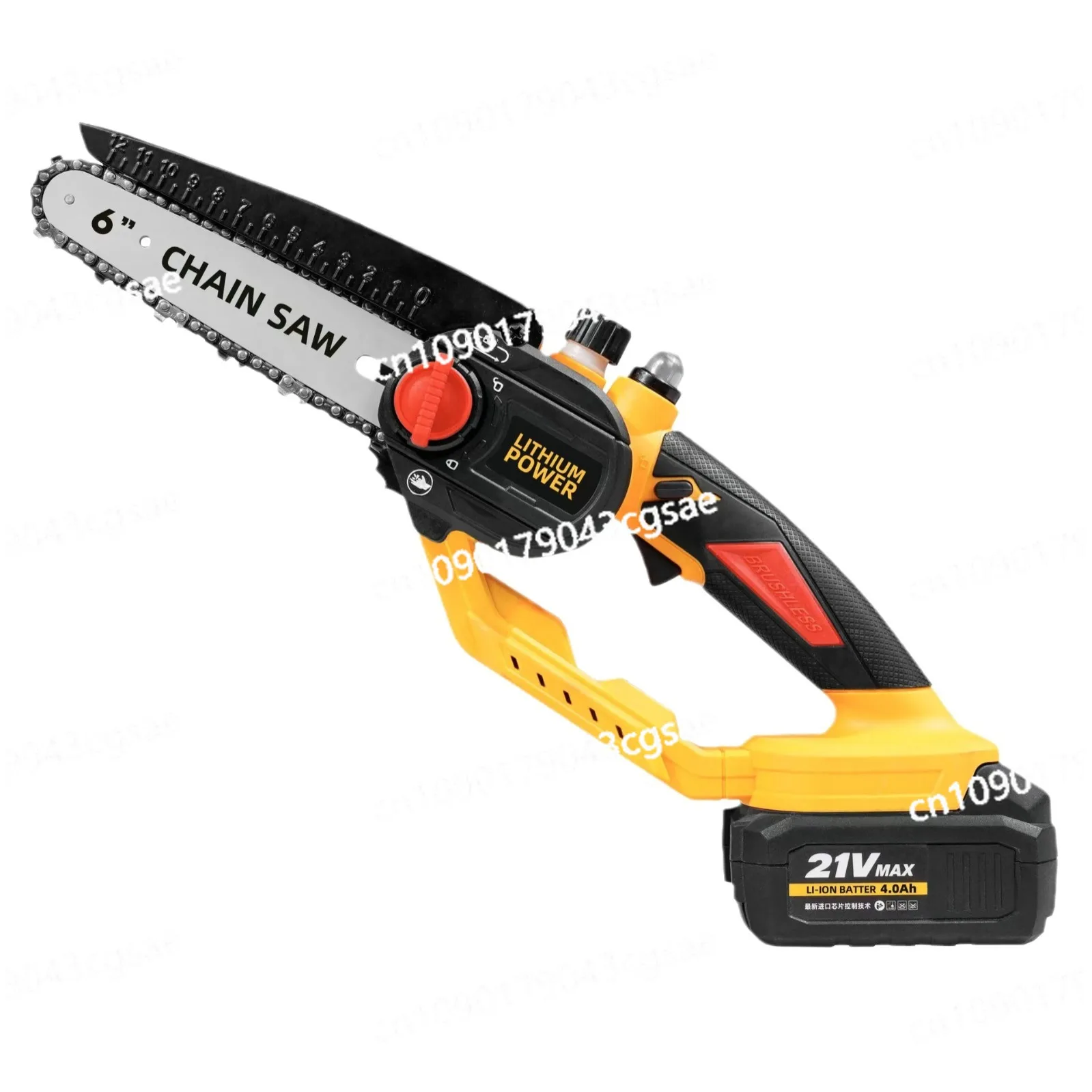 6 Inch Brushless Chainsaw Mini Single-handed Saw with Shield Ruler Lithium Battery Electric Chainsaw Hand-held Chainsaw Outdoor