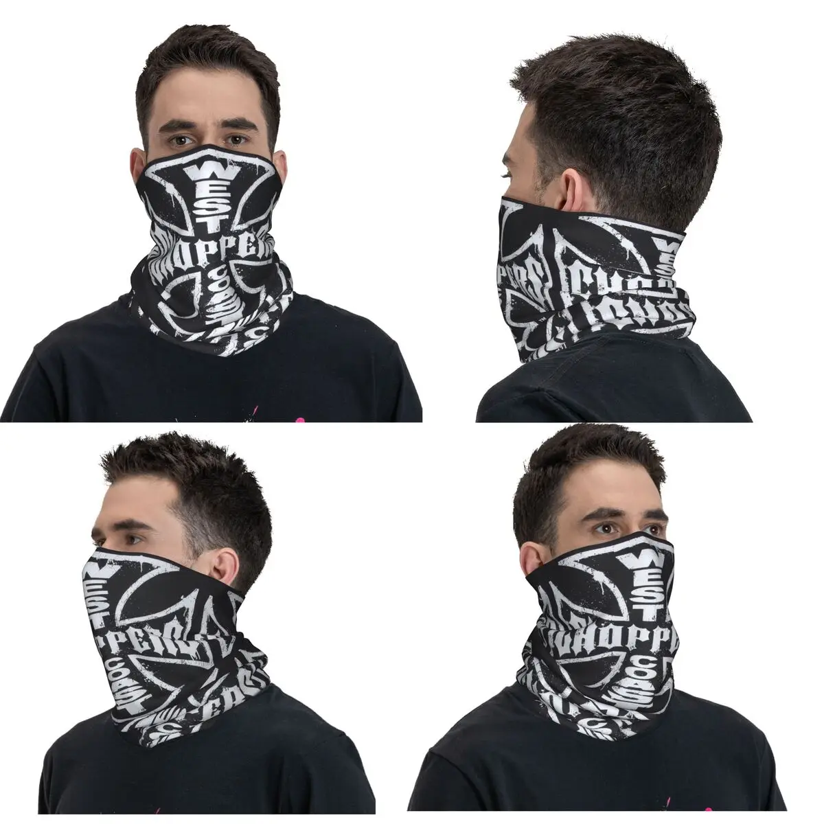 West Coast Iron Cross Choppers Bandana Neck Cover Printed Wrap Mask Scarf Multi-use Face Mask Riding Unisex Adult Breathable view 4