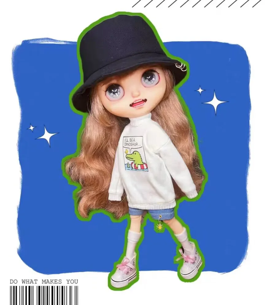 2025 4pcs leisure style Blythe/Landoudou Hat, hoodie, denim shorts, socks  (1/6 30cm(Fit for  azone,Pullip,Ob22/24/26, Licca)