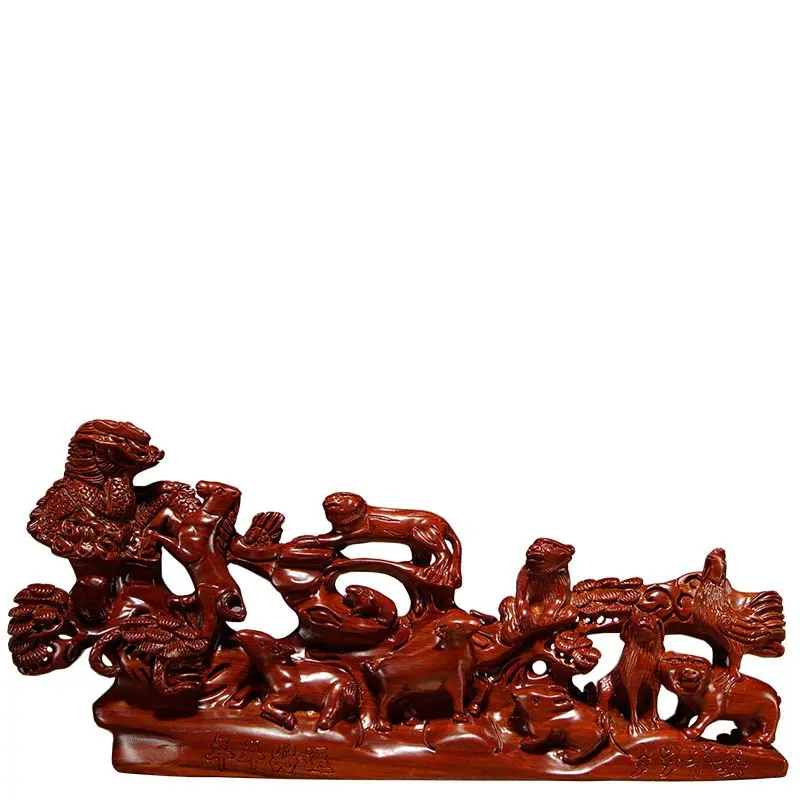 

rosewood carving zodiac animal ornaments home decoration gifts