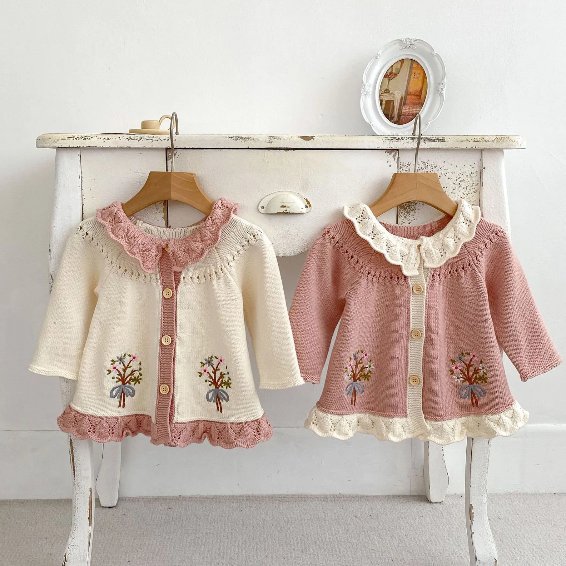 0-4T Newborn Kid Baby Girl Winter Clothes Toddler Kid Flower Sweater Cardigan Long Sleeve Infant Cute Sweet Knitwear Coat Outfit