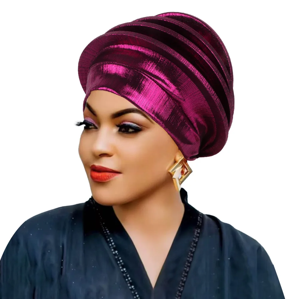 Mehrschichtige Spiral-Baskenmützen-Turbane für Frauen, Afrikanische Kopfbedeckungen, Damen-Baskenmützen, Turban Nigeria Kopfschmuck für Hochzeiten und Partys, Gele – Detail 6