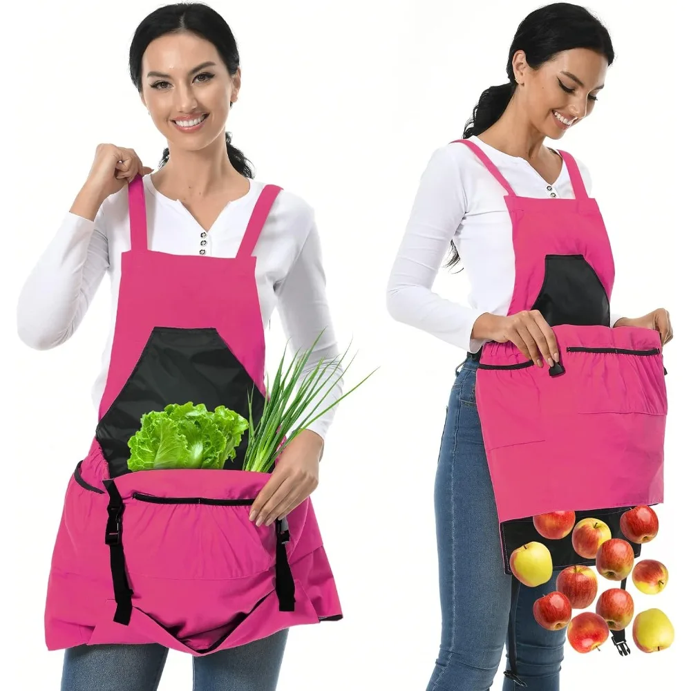 Gardening Apron, 8Oz Waterproof Canvas Garden Apron with Quick Release Pockets for Harvesting, Great Gardening Gifts for Women.