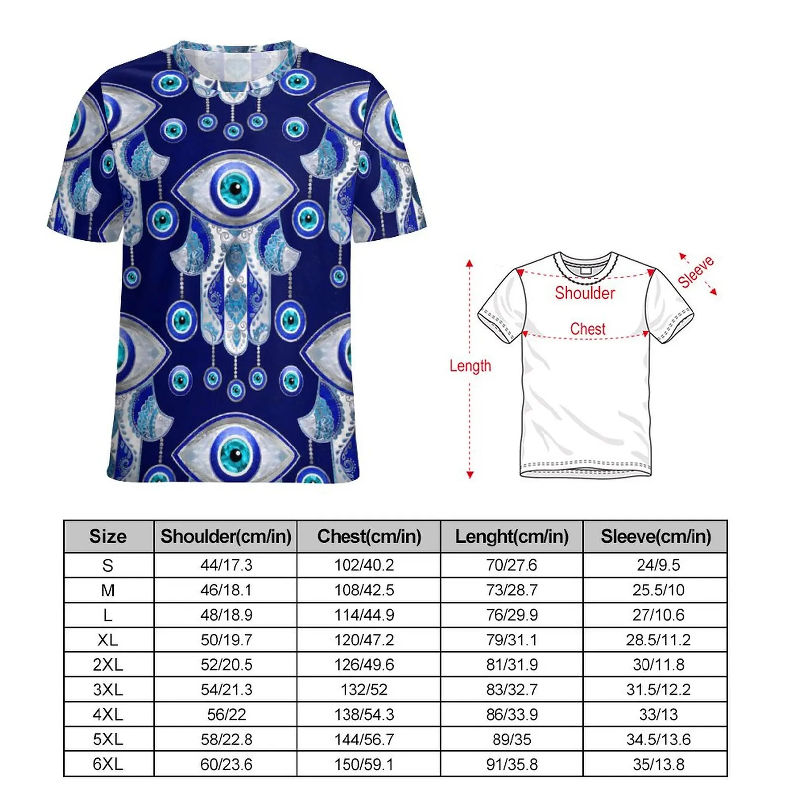 Evil Eye T-Shirt O Neck Hamsa Hand Oversized T-Shirts Short Sleeves Street Wear Tshirt Female Summer Modern Custom Clothing