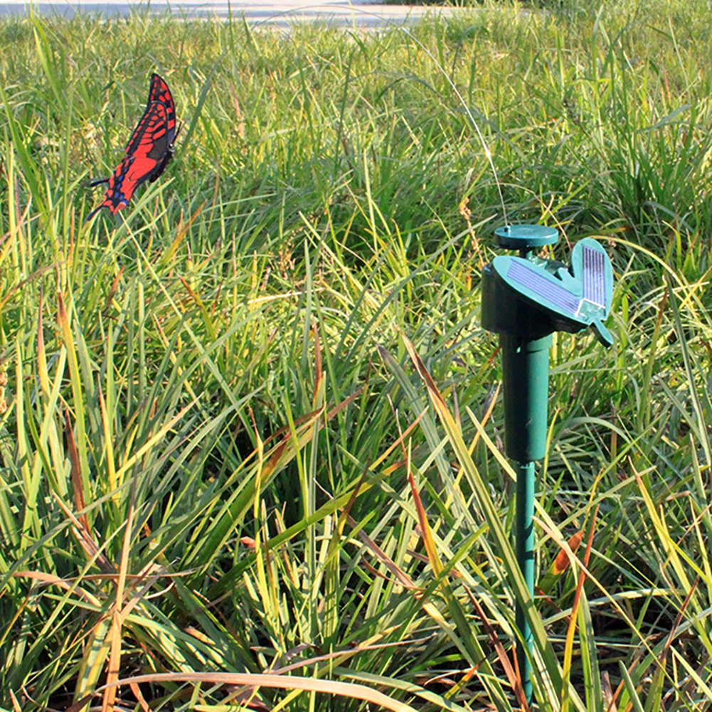 Solar Powered Flying Wobble Fluttering Butterfly Ornament Cute Animal Butterfly Bird Garden Stake Yard Outdoor Lawn Decor