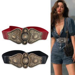 Desinger Belts For Women High Quality Vintage Wide Stretch Cummerbunds Red Black Corset Belt Female Elastic Waistband White