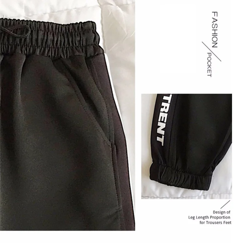 Calça harém com linhas laterais para mulheres, moletom solto feminino, calça esportiva, fitness e exercício, dança e corrida, verão