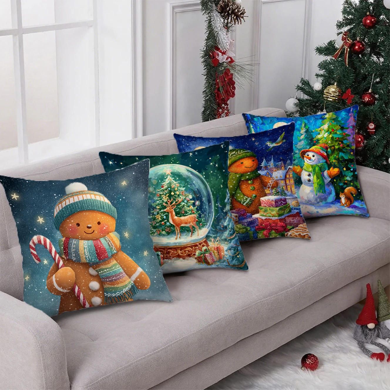 Charming Christmas-themed Pillow CoversSuitable for sofa car bedroom decorative cushion cover pillow cover