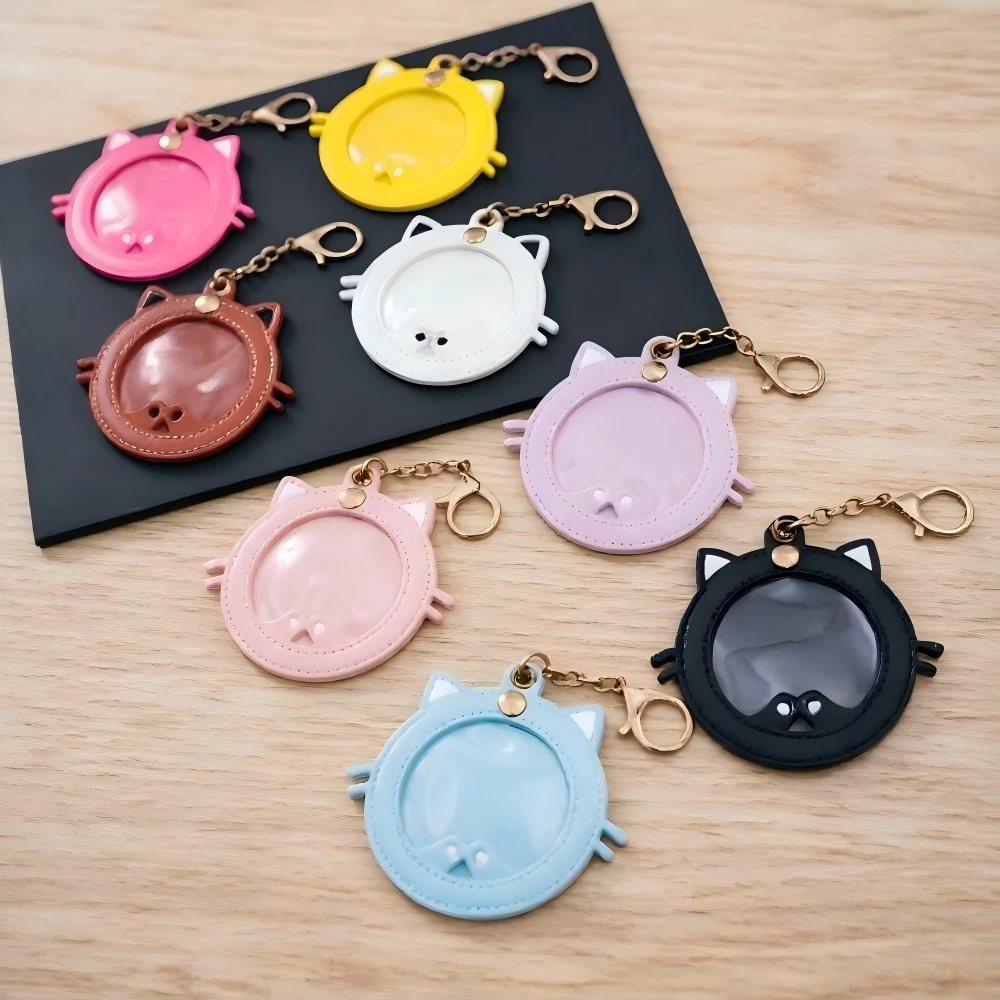 

Young Cartoon Cat Shaped Squirt Bag Keychain Pendant Cute Creativity Keyring Popular Fashion Wholesale Transparent Girl Gift