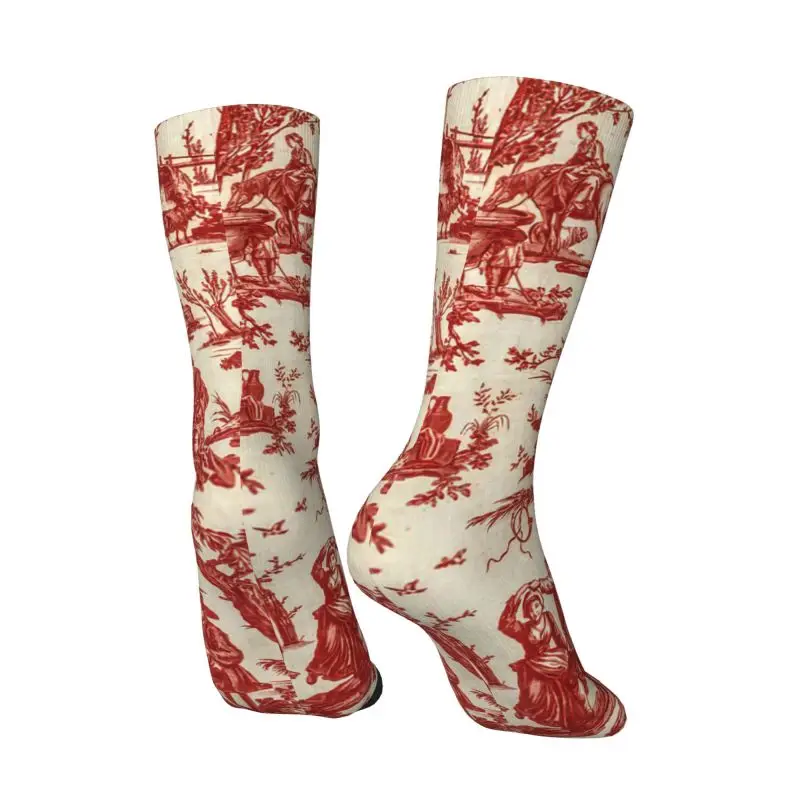 Chaussettes Unisexes Rouges à Motifs Imprimés en 3D pour Homme, Art Français Vintage