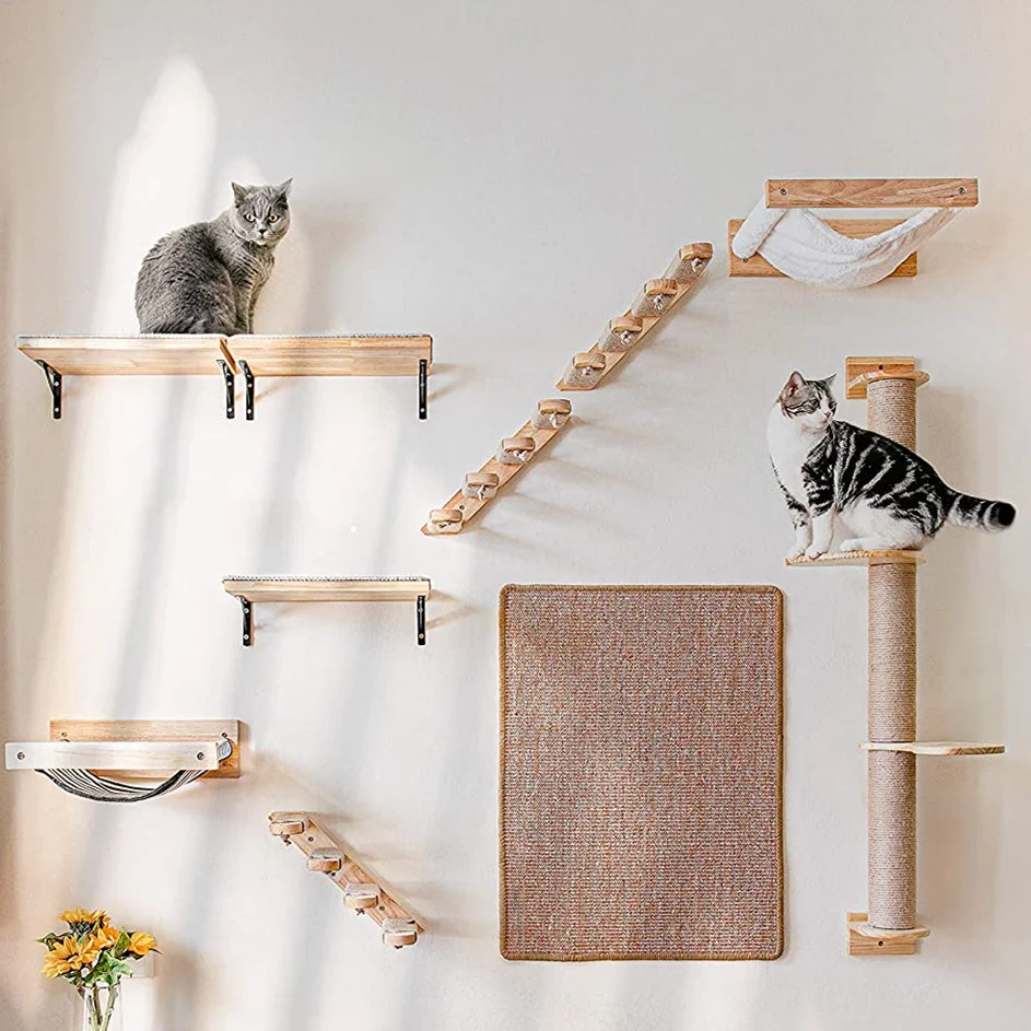 High-Quality Wall-Mounted Cat Scratching Furniture  With Cat Climbing Perches Hammock Wall Steps For Sleeping And Playing