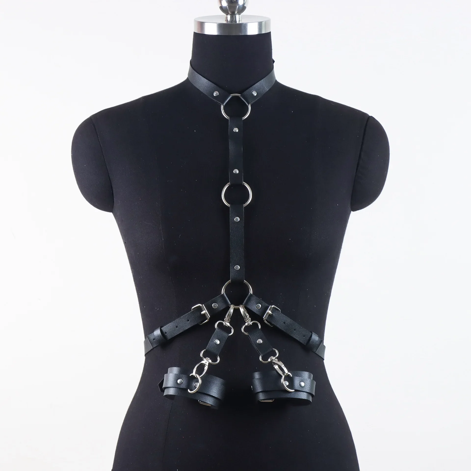 Adult Products Leather Alternative Toys Female Reverse Back Handcuffs Bundled Discipline Bondage SM Sex Collar Exotic Accessory