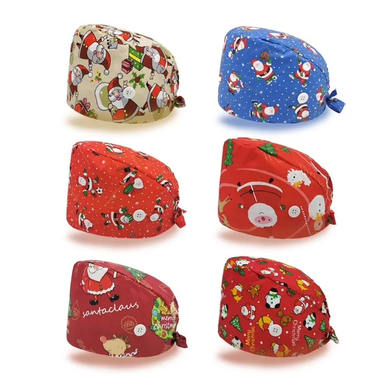 

New Scrub Caps for Women Flower Print Surgical Cap Cotton Nursing Hat Laboratory Pet Clinic Dental Medical Nurse Scrub Hat