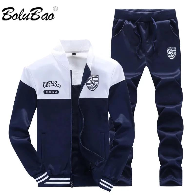 BOLUBAO 2024 New Men Trendy Sports Sets Fashion Brand Men\'s Baseball Jacket + Pants Sportswear Long Sleeve Tracksuit Set Male