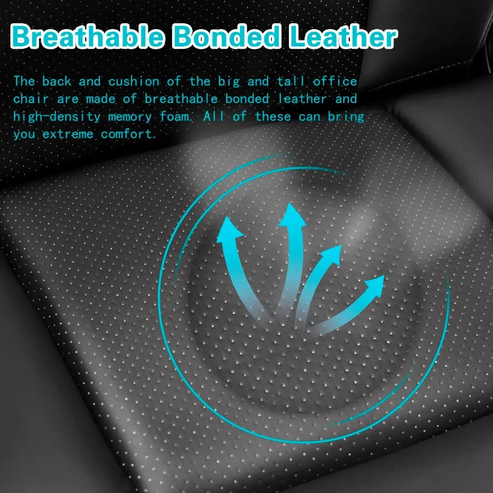 كرسي مكتب كبير وطويل بوزن 500 رطل، كرسي مكتب عالي التحمل للأشخاص الثقيلين، كرسي مكتب تنفيذي عالي الظهر مع لومبا قابل للتعديل #5