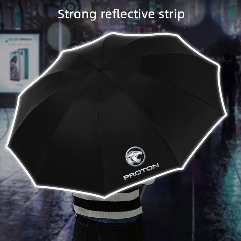 Fully Automatic UV Umbrella With LED Flashlight Reflective Stripe Reverse Umbrellas for proton x50 x70 x90 saga persona s50