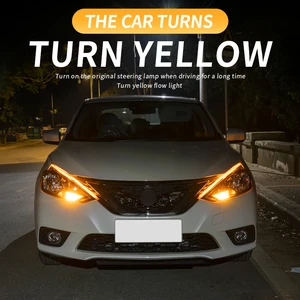 2pcs LED DRL Car Daytime Running Light Flexível Impermeável Strip Auto Faróis Branco Turn Signal Amarelo Brake Flow Lights 12V 12 principais vendas drl e pisca - №1