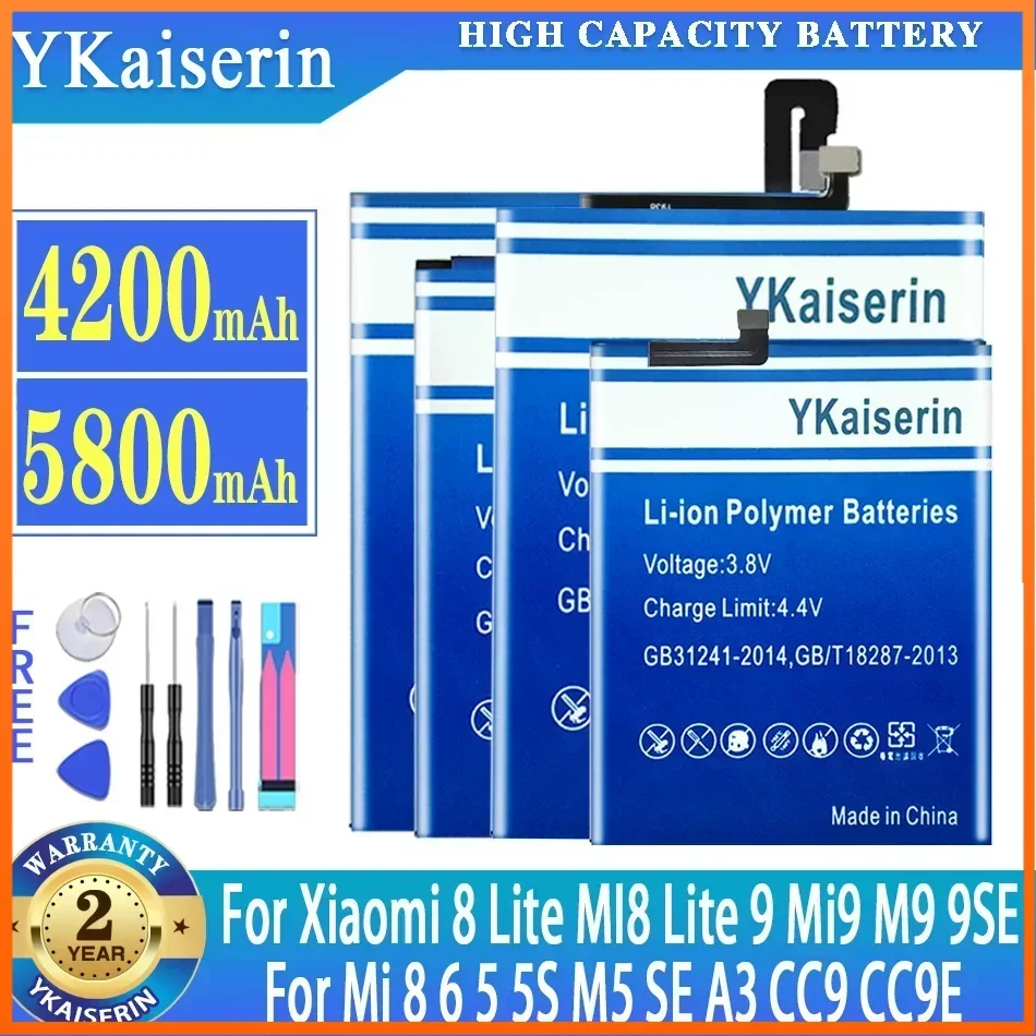 YKaiserin Battery for Xiaomi Mi A3 CC9 CC9E 8 6 5 5S M5 SE for Xiaomi 8 Litee MI8Lite 9 Mi9 M9 9SE Phone Bateria