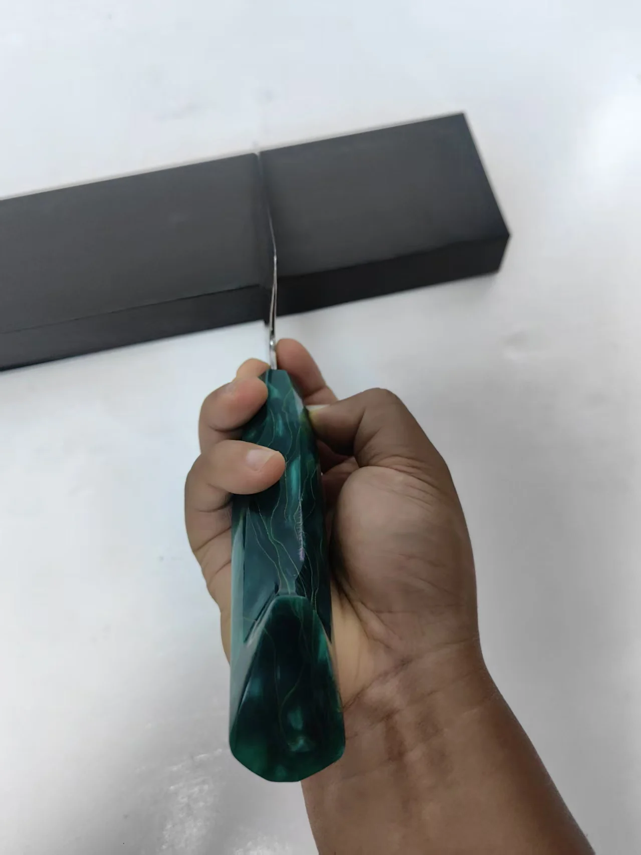 8.3 Inch Kiritsuke Knife Tricolour Copper Damasus Steel Blade Resin Handle Chef's Cleaver Slicing Handmade Forged Kitchen Knives