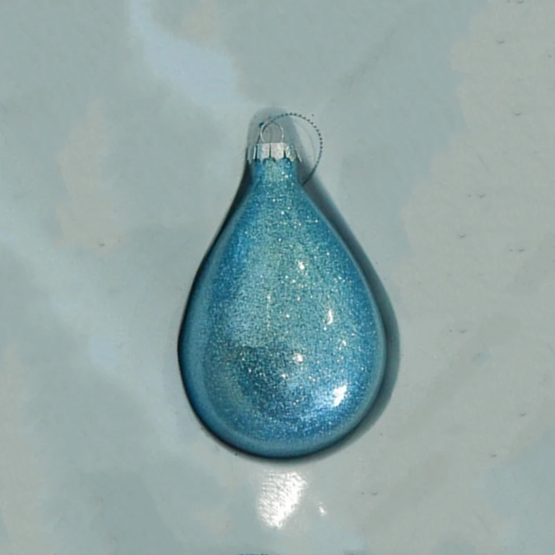 Small Packing Different Width=7cm 8cm 10cm Light Blue Powder Paniting Glass Drop Home Decoration Christmas Tree Ornament Pendant