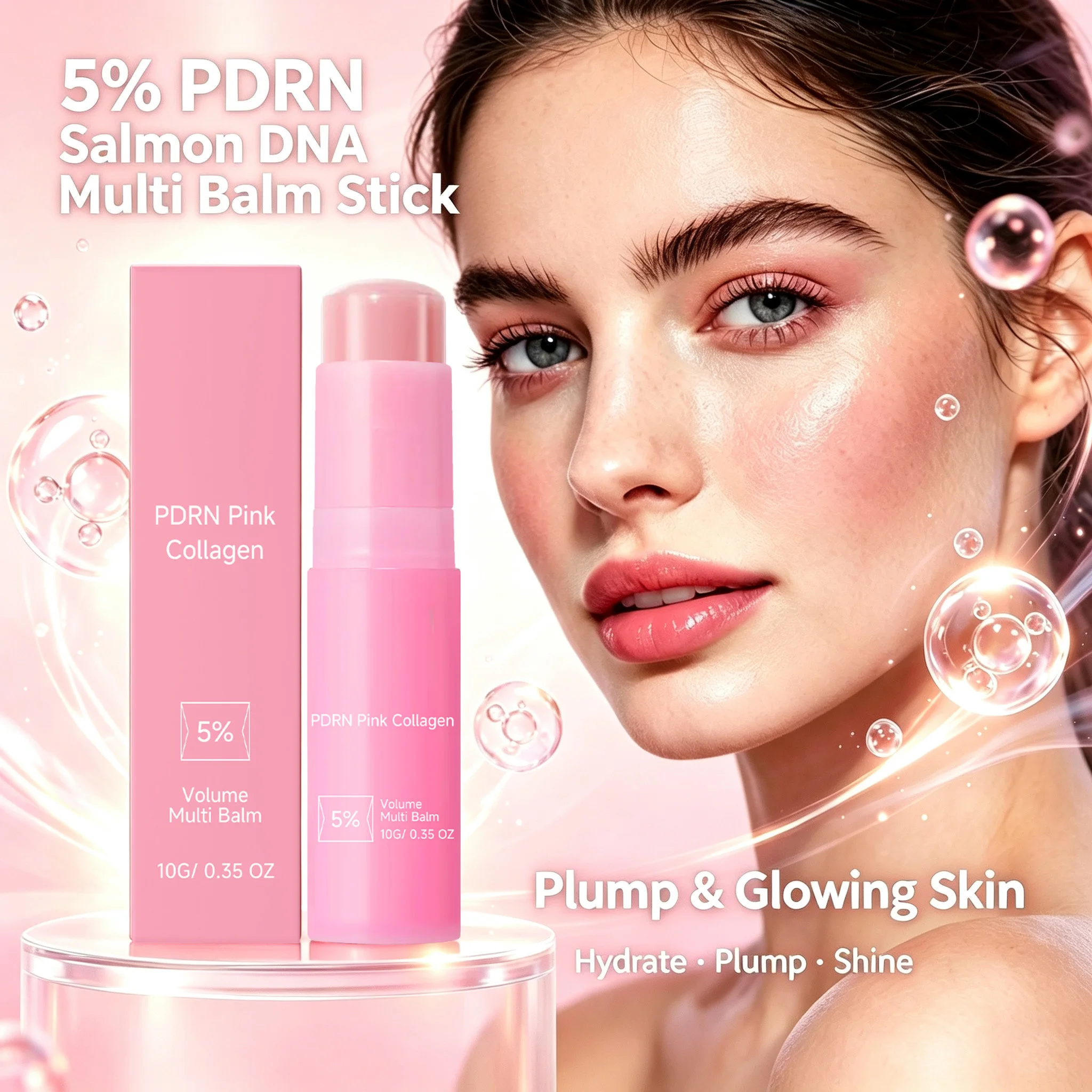 5% PDRN Salmon DNA Multi Balm Anti Aging Wrinkle Bounce Stick Collagen Hydrating Moisturizer for Fine Lines Neck Smile Lines