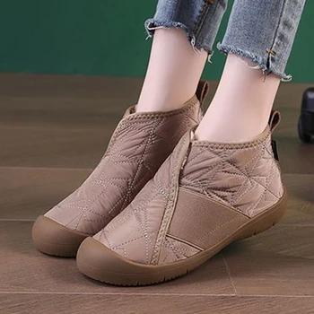 女性用軽量プラットフォームアンクルスノーブーツ、女性用スリッポンシューズ、女性のファッション、新しい