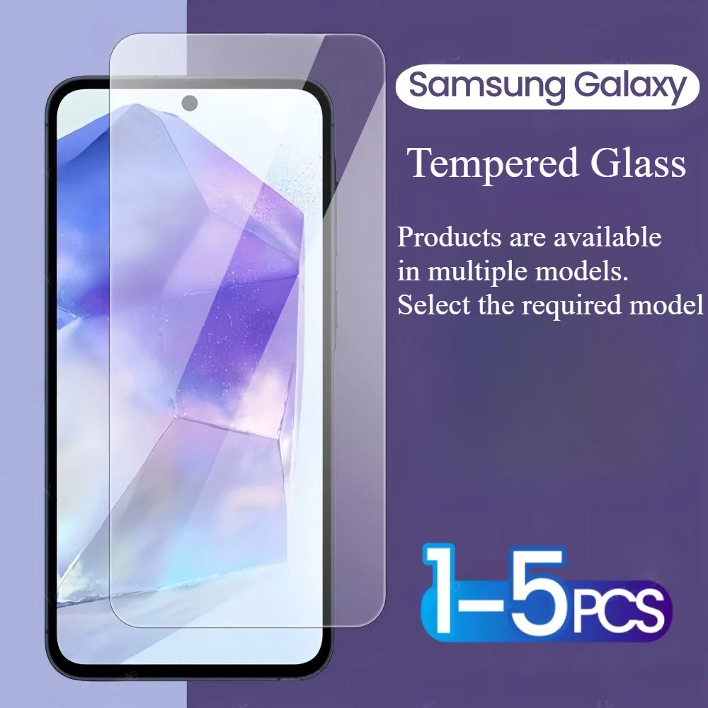 1-5PCS Tempered Glass For Samsung Galaxy A55 A54 A35 A25 A34 A14 A15 A05S A04S 5G 4G Screen Protector HD Protective Glass On A55