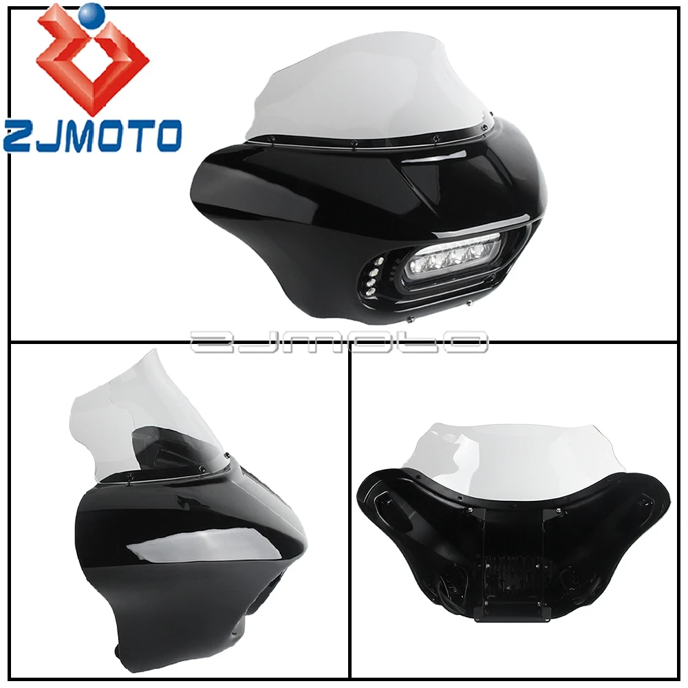 Motorcycle Batwing Fairing W/ Turn Signal Running Light For Harley Softail Fat Bob 114 FXFBS 18-24 FXFB 18-19 LED Headlight Cowl