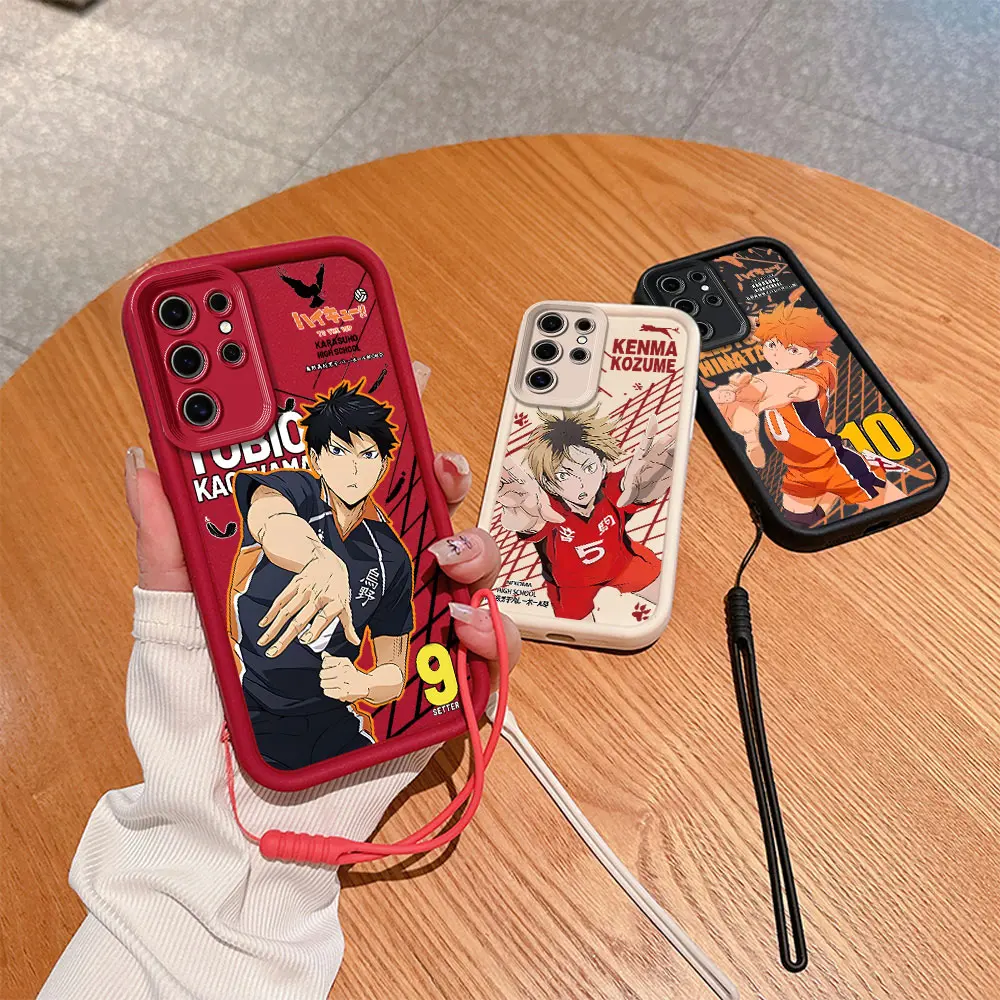 Anime Shoyo Hinata Haikyuu Phone Case For Samsung A03 A04 A12 A20S A21S A13 A14 A54 A34 A53 A33 A35 A55 Cover With Hand Strap