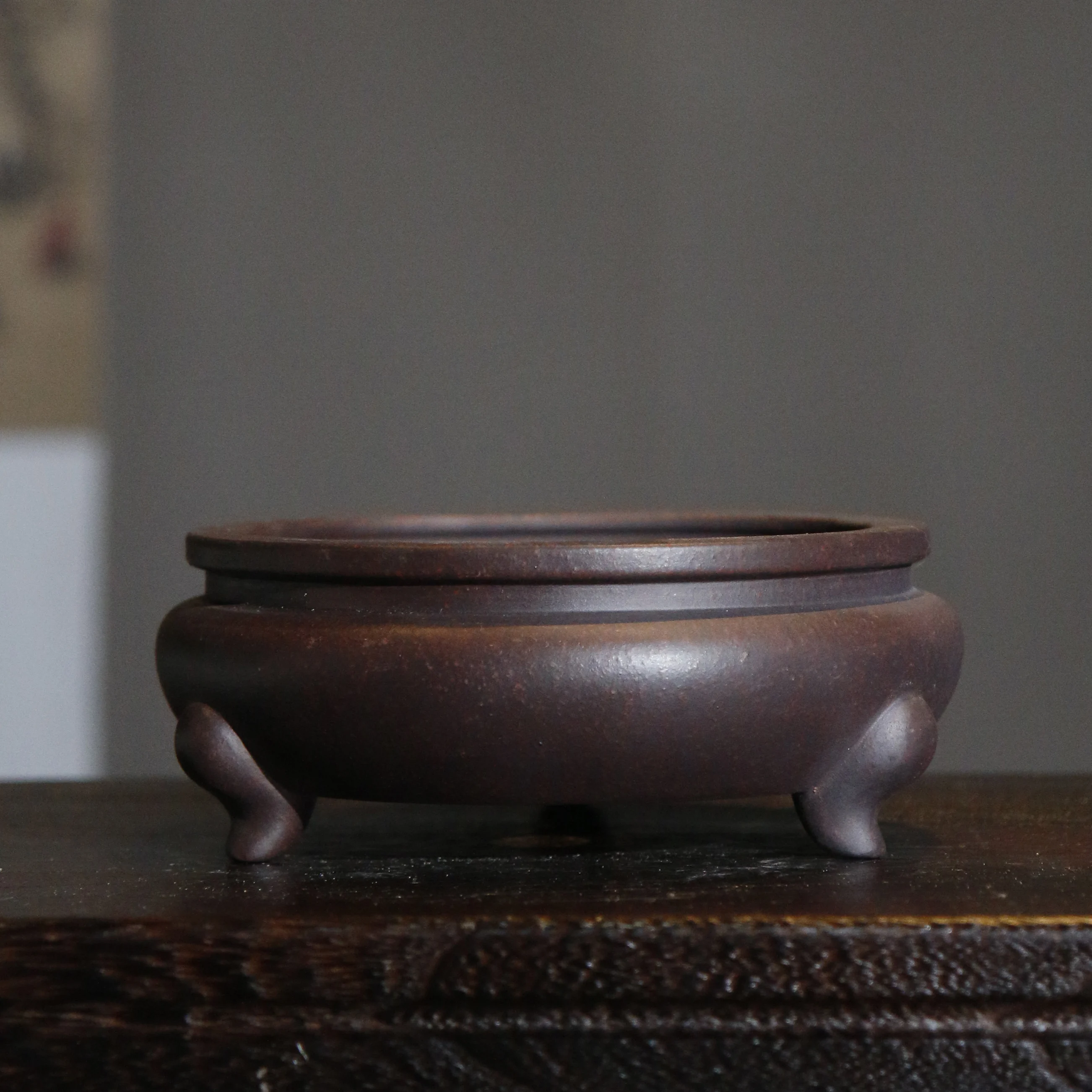 

Керамический цветочный горшок ручной работы из фиолетового песка для бонсай, настольный декоративный горшок в ретро-японском стиле, однотонный, LC647