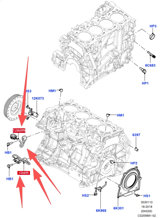 LR025005 AJ813101 30757381 1S7Z12A699BB LF0118921 Sensor de golpe de motor para Land Rover Discovery Sport JAGUAR XF XJVOLVO XC60 FORD