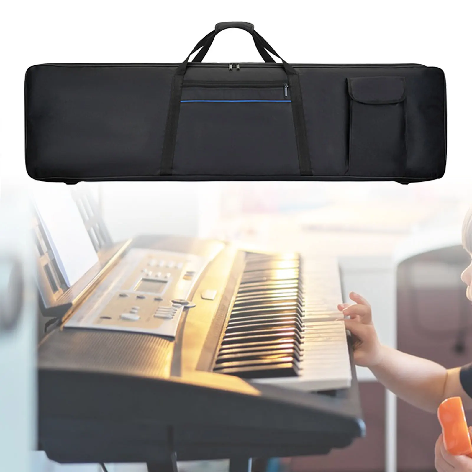 88 Key Piano Keyboard Bag with Pocket Oxford Cloth Waterproof Electric Piano Case Backpack for Performance Music Studio Concert