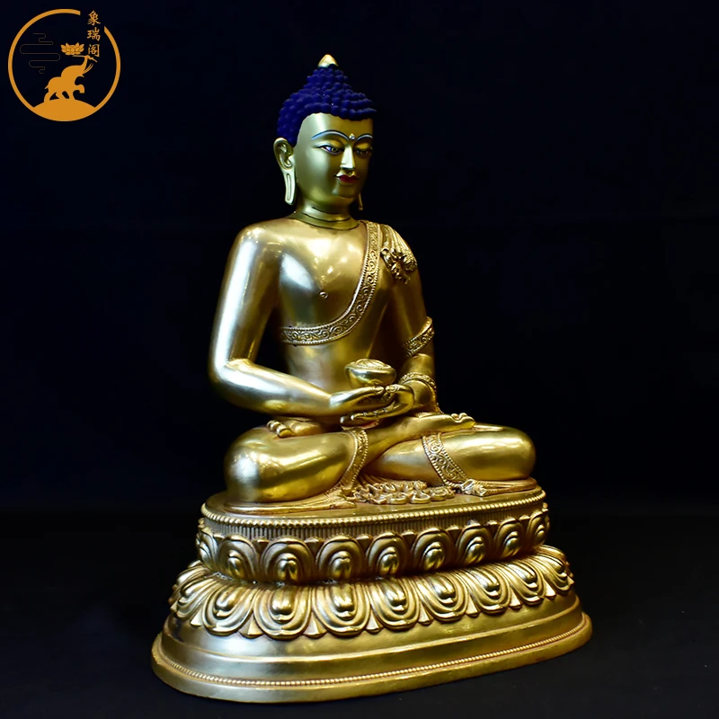 Taiwan gilt pure copper two-seat Amitabha Medicine Buddha Sakyamuni  Three Treasures  ornament  statue