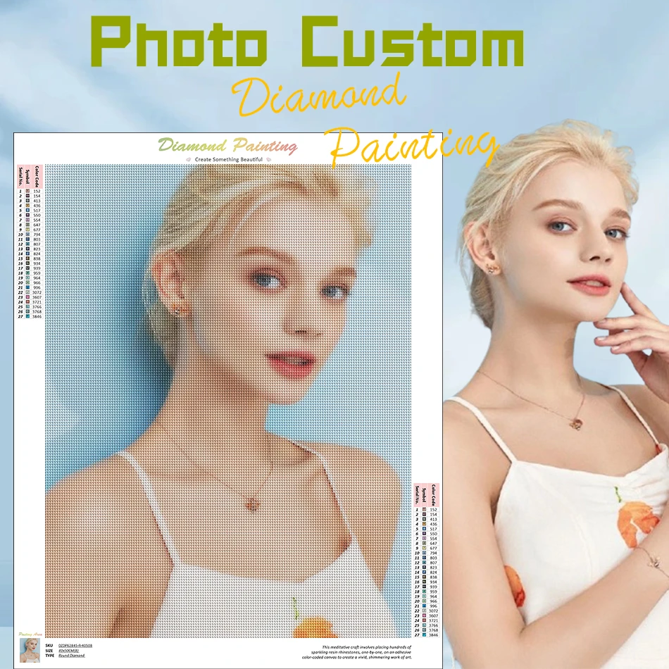 

CHENISTORY Photo Custom 5D DIY Diamond Painting Photo Custom Full Round Diamond Embroidery Kits Christmas Decoration Gift
