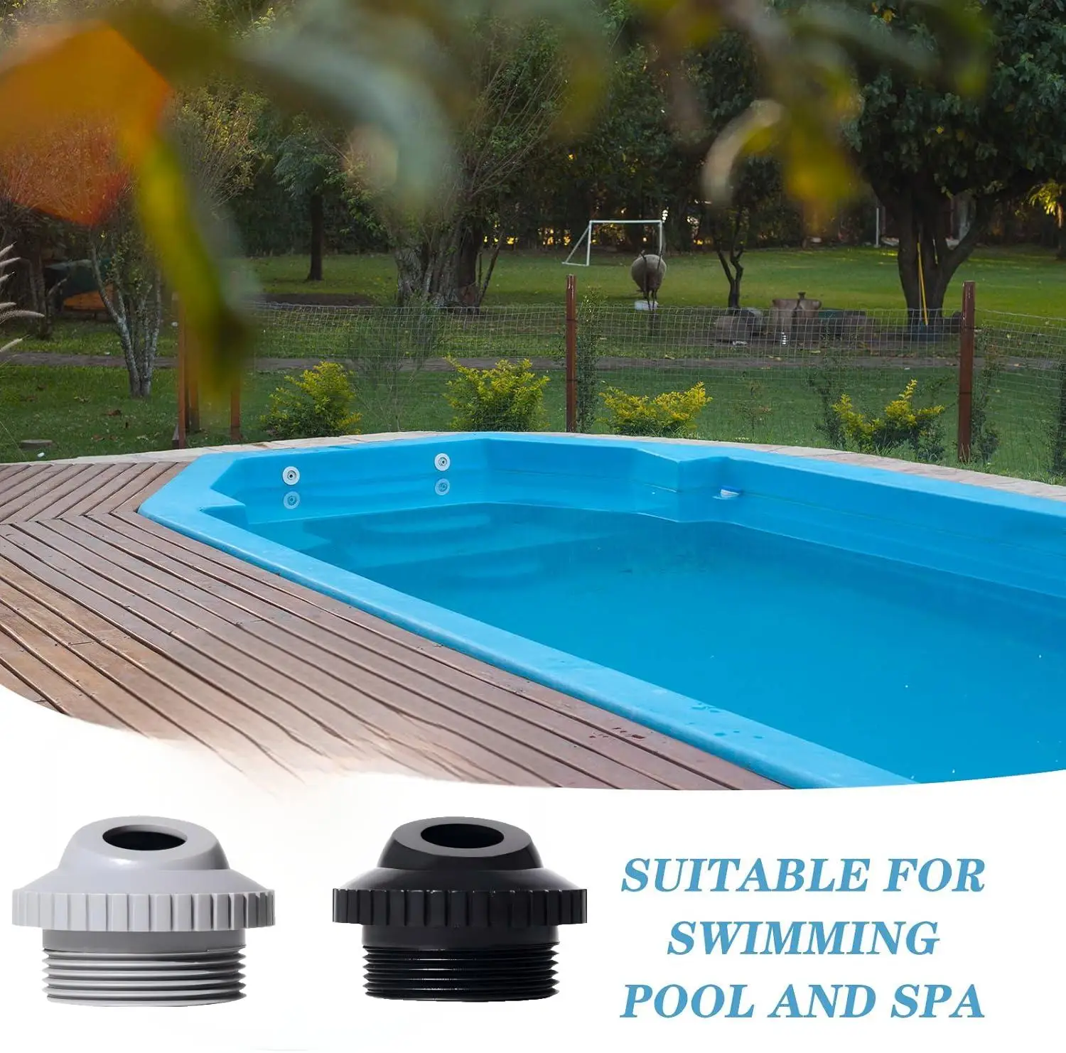 Swimming Pool Eyeball Nozzle - White PVC Flow Inlet Fitting