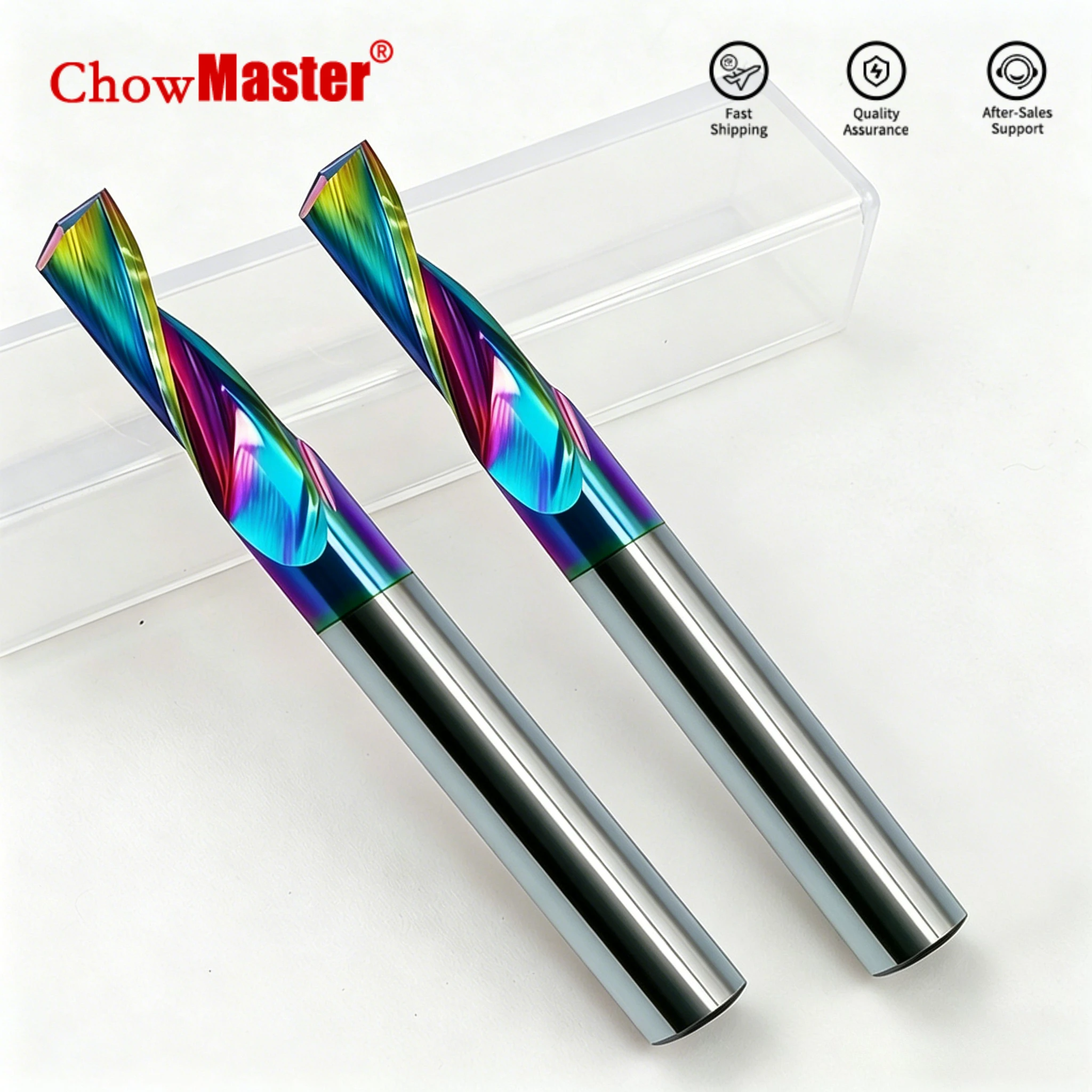 

Chowmaster Metal Milling Cutter DLC Coated Single Flute Spiral Tungsten Carbide Router Bit for Aluminum 0.8-12mm