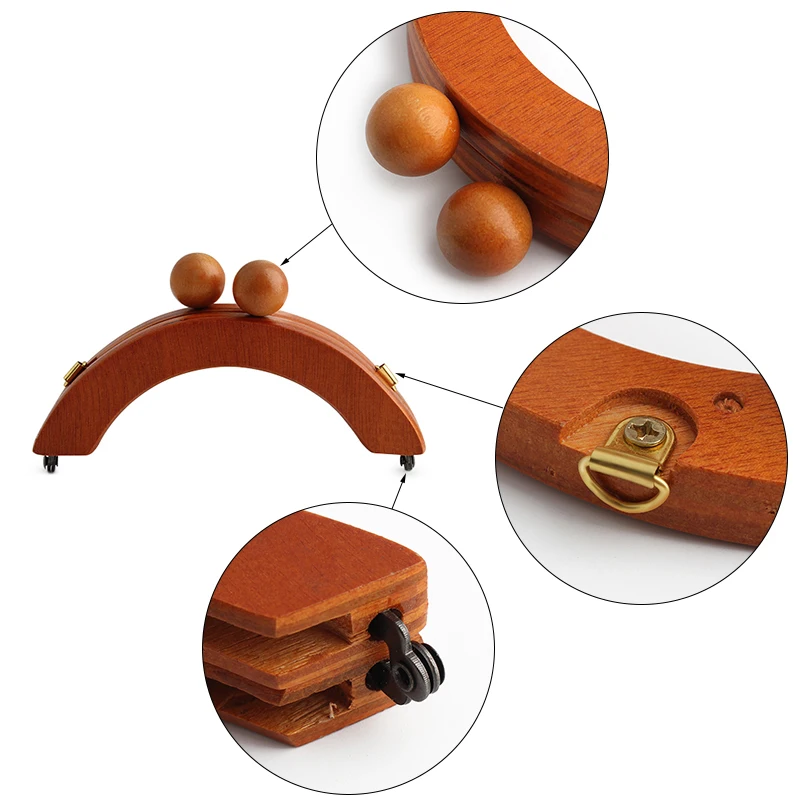 1 szt. Drewniany uchwyt zatrzaskowy do torebki, damska torebka crossbody, tkana torebka, drewniana rama, zapięcie, akcesoria do rękodzieła DIY