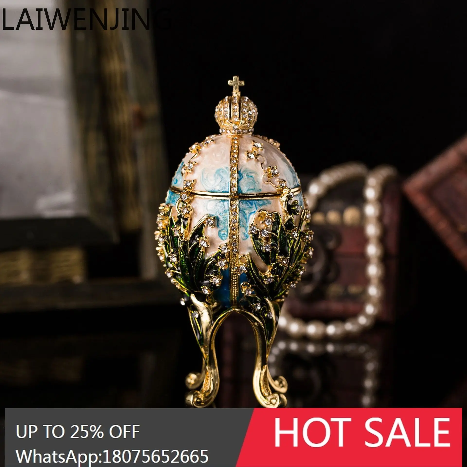 MJY Metal Enamel Fabergé Egg Metal Jewelry Box