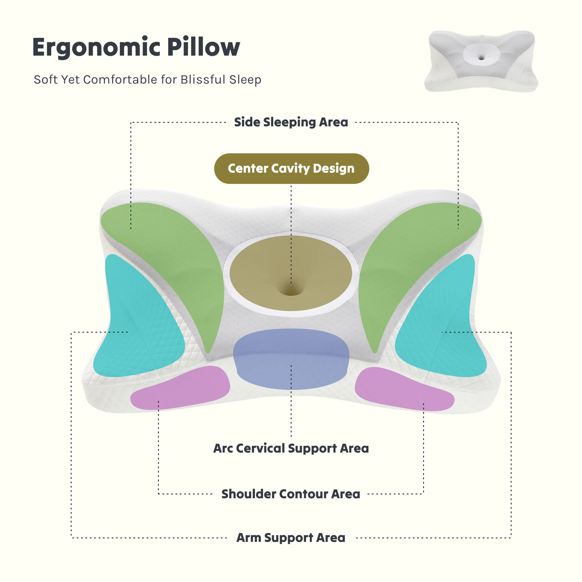 Queen Size Memory Foam Neck Pillow with Washable Cover