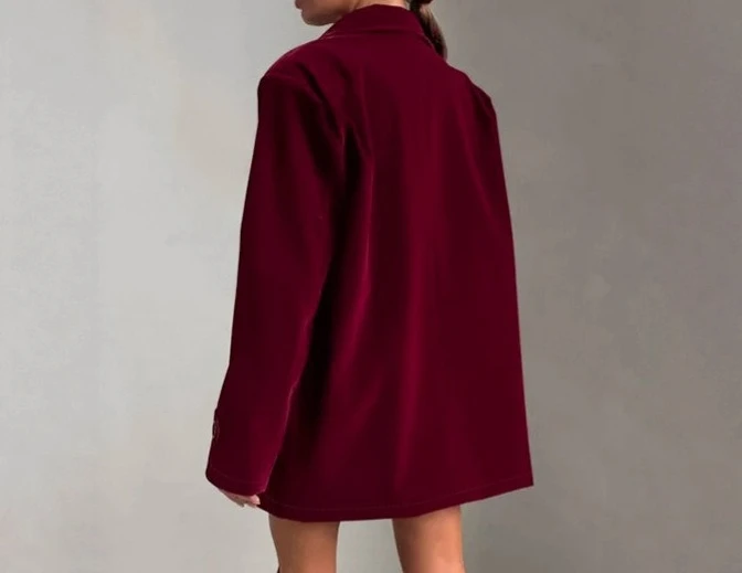 2025 Autumn and Winter Fashion Gold Velvet Jacket Retro Wine Red Jacket Coat High-end Women's Clothing