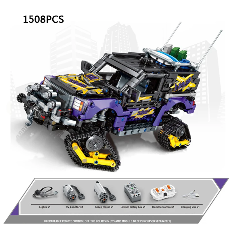 

Technical Build Block Polar Region Crawler Exploration Vehicle App Raido 2.4ghz Remote Control Car Orv Figures Rc Toy With Light