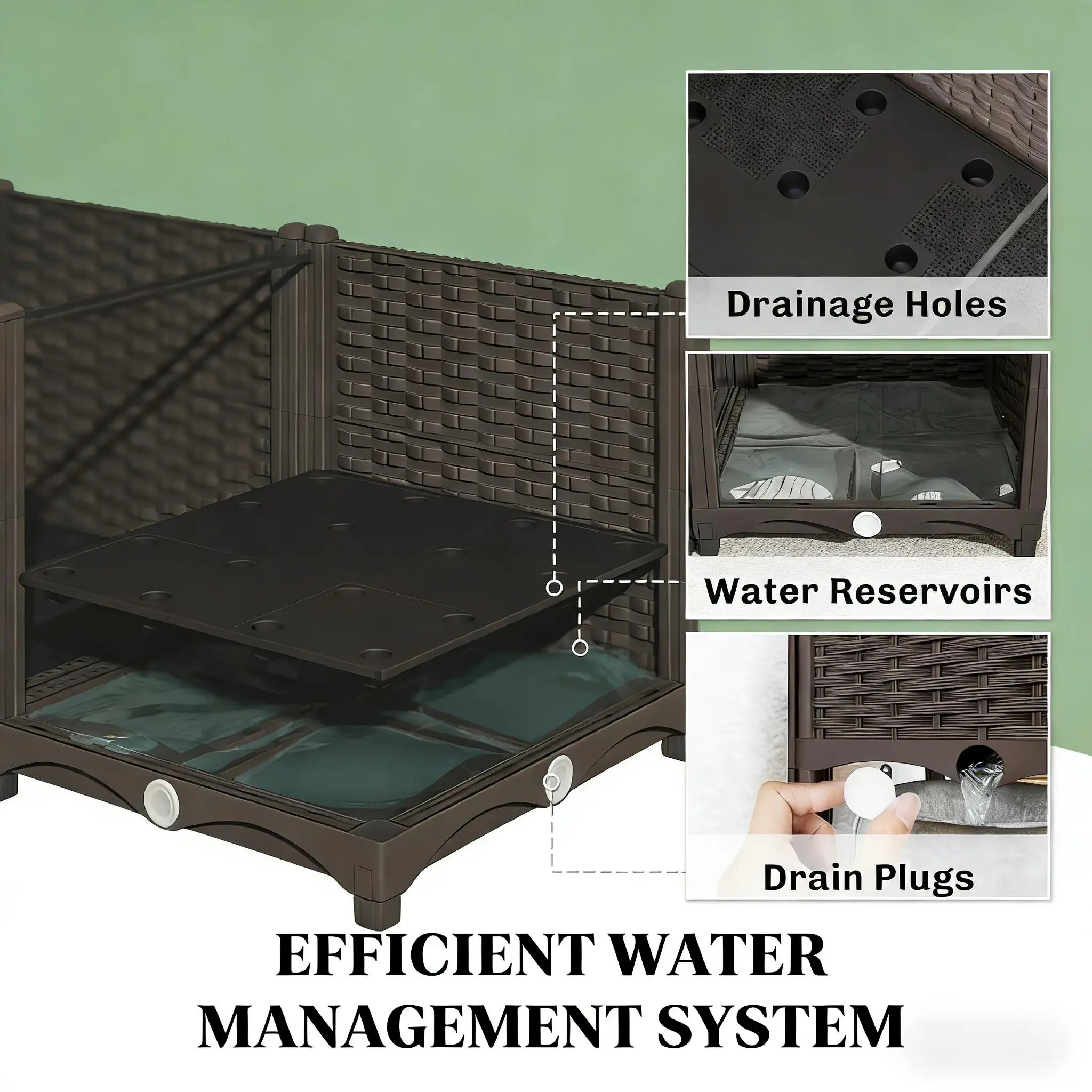 Outdoor Planter Box,Practical Self-Watering Raised Garden Bed view 4