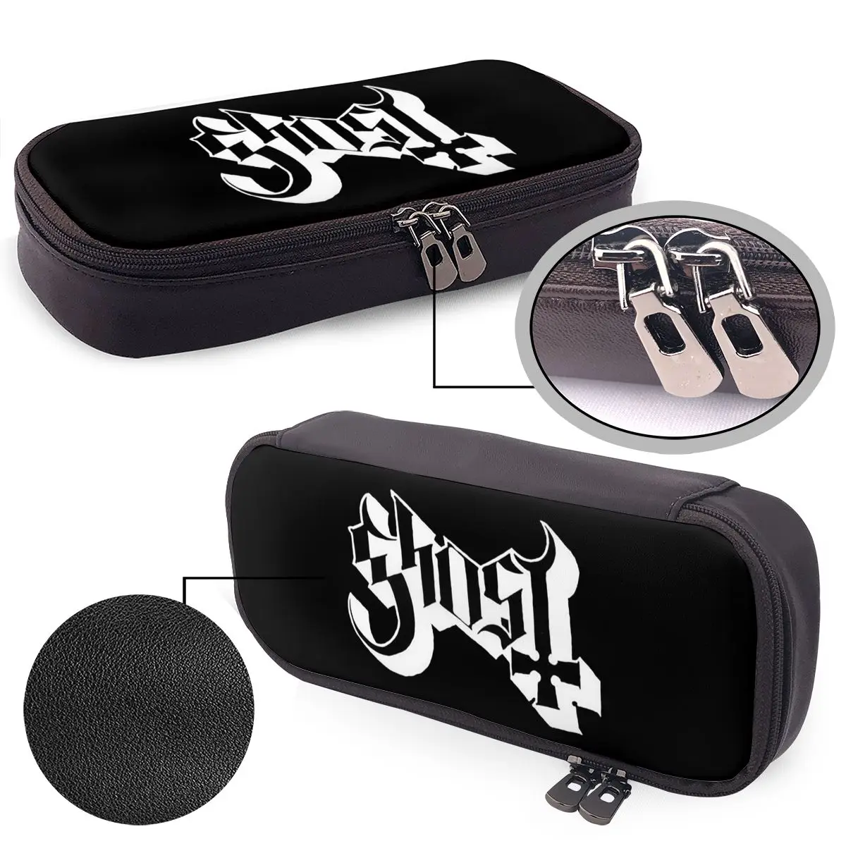 Ghost B.C. Band Leather Pencil Case for Studen School Pen Box Pencil Bag Stationery Supplies Pen Holder Bag