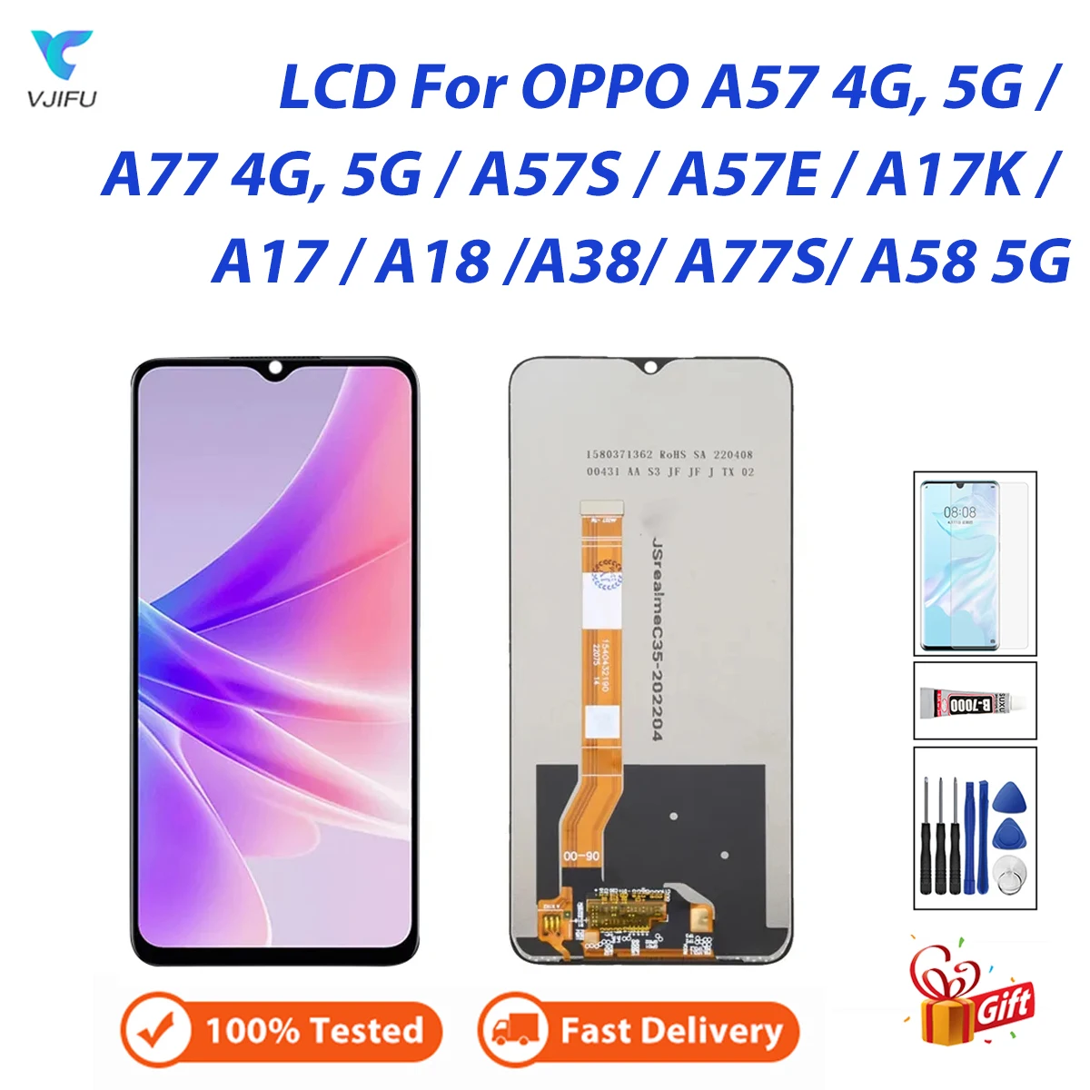 

ЖК-дисплей для OPPO A57 A77 4G Дисплей A18 A38 A57S A57E A17K A77S A78 A58 5G сменный сенсорный экран для PADM00 дигитайзер в сборе