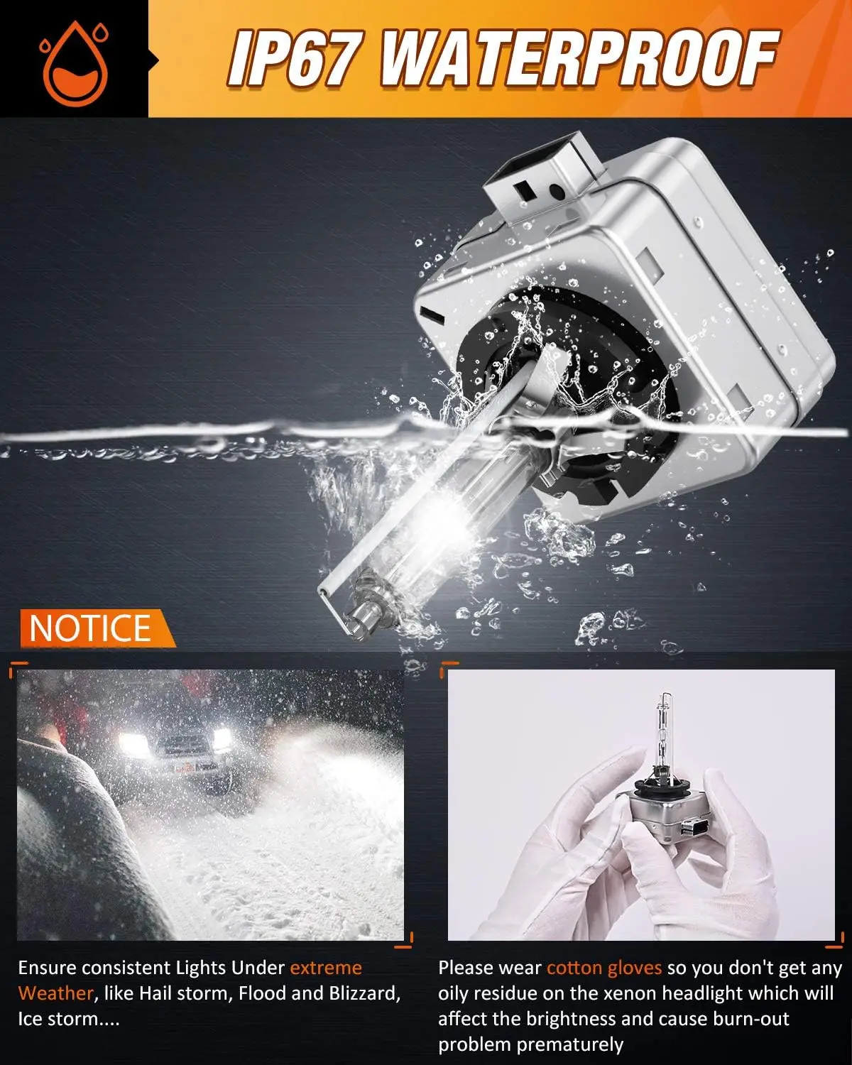 لمبة المصباح الأمامي D1S HID، 6000K Diamond White D1S Bulb Super Bright High Low Beam Xenon Headlights Replacement، 2-Pack #6