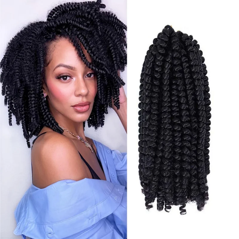 

Волосы Spring Twist — 8 дюймов, 6 упаковок, вязанные крючком волосы Spring Twists для женщин, черные/T30, синтетические плетеные волосы